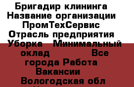 Бригадир клининга › Название организации ­ ПромТехСервис › Отрасль предприятия ­ Уборка › Минимальный оклад ­ 30 000 - Все города Работа » Вакансии   . Вологодская обл.,Череповец г.